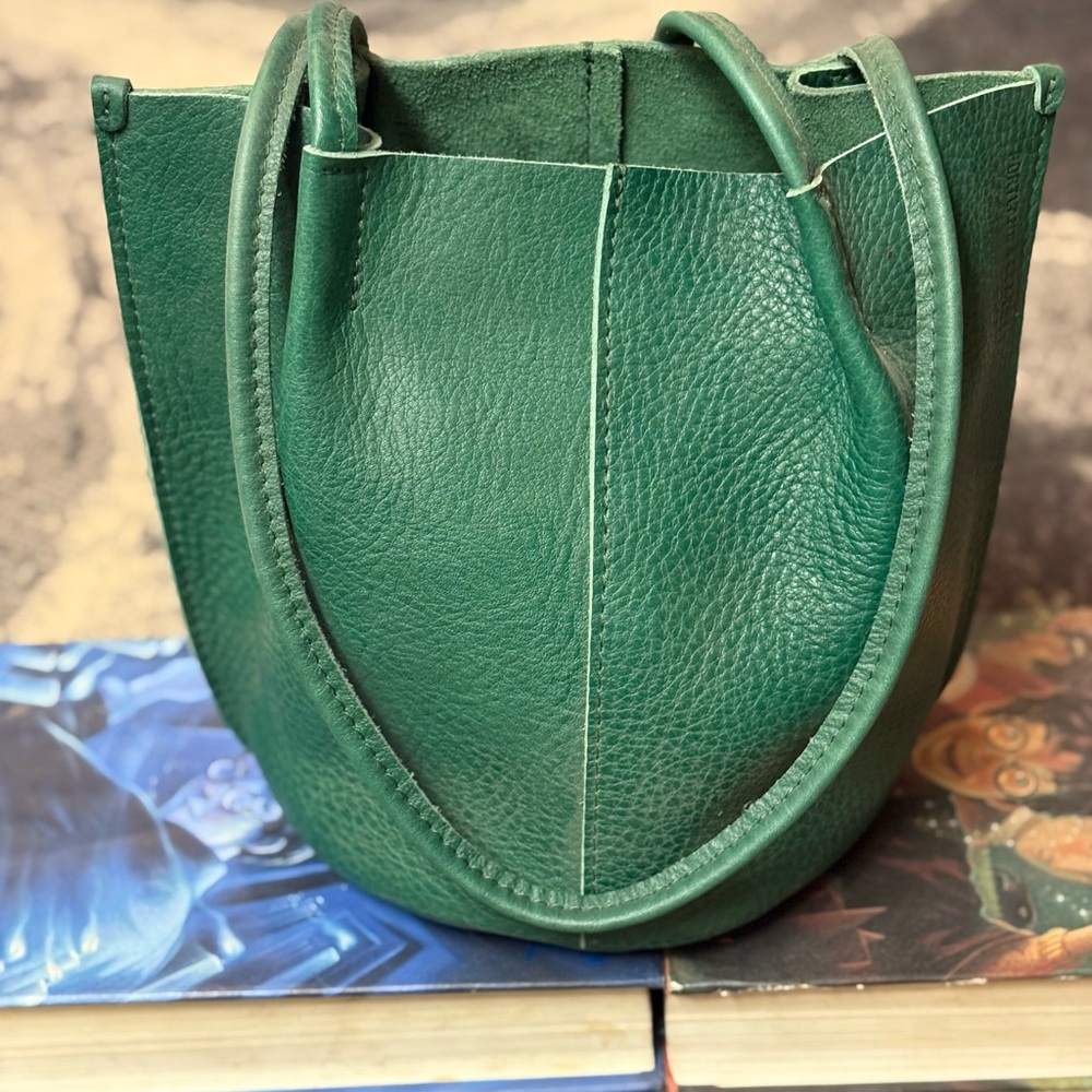 Emerald Green Structured Leather Shoulder Bag